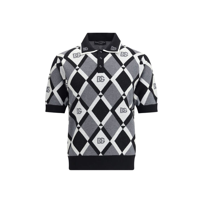 Dolce & Gabbana Diamond knit Polo Sweater Dolce & Gabbana
