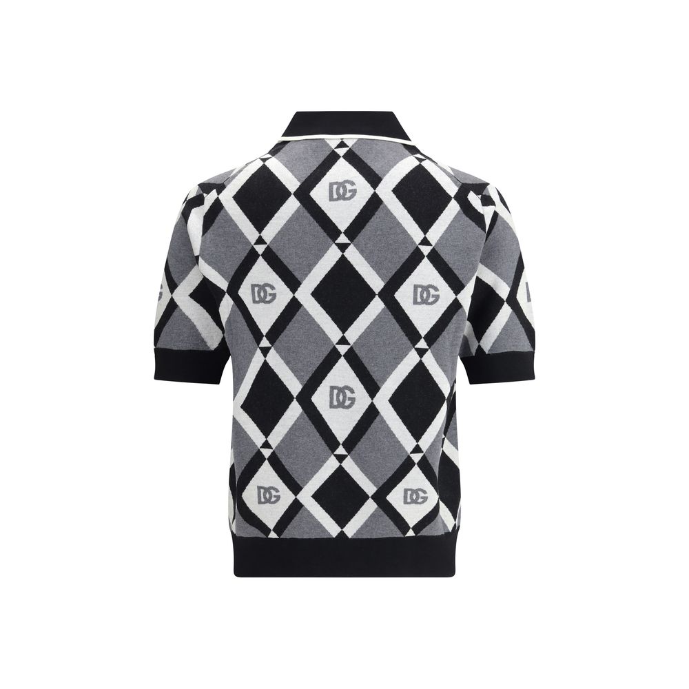 Dolce & Gabbana Diamond knit Polo Sweater Dolce & Gabbana