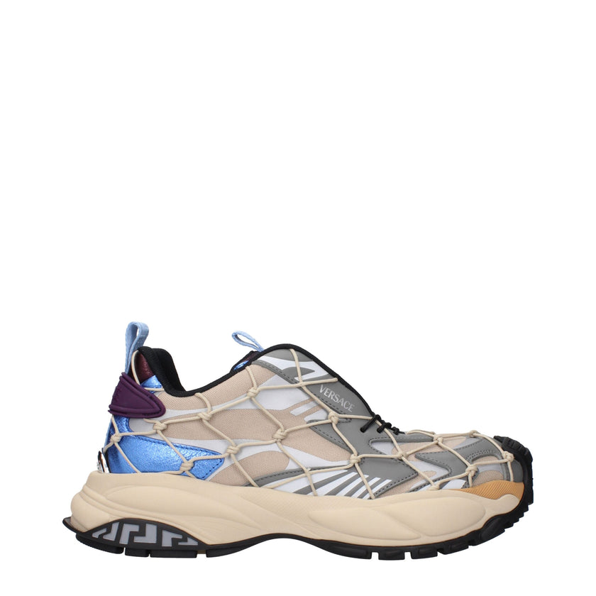 Versace Beige Fabric Sneakers Versace