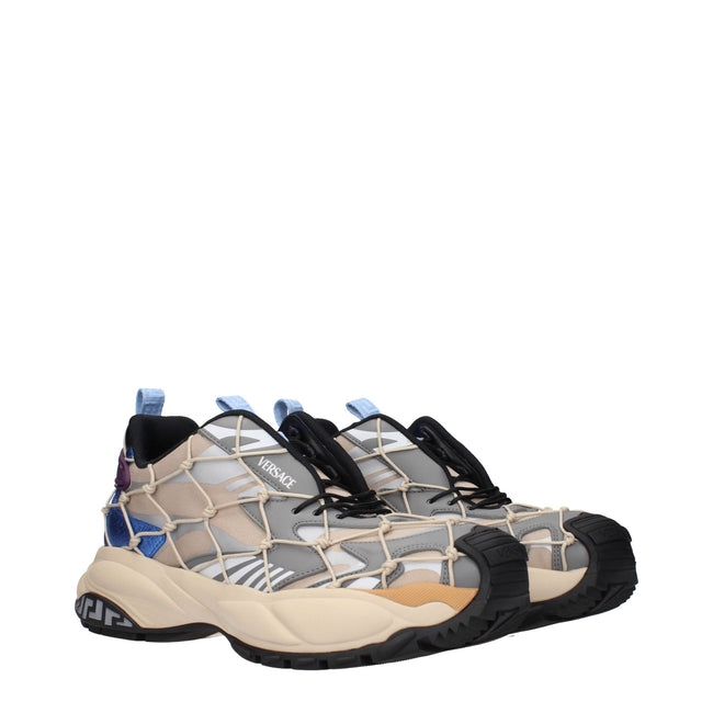 Versace Beige Fabric Sneakers Versace