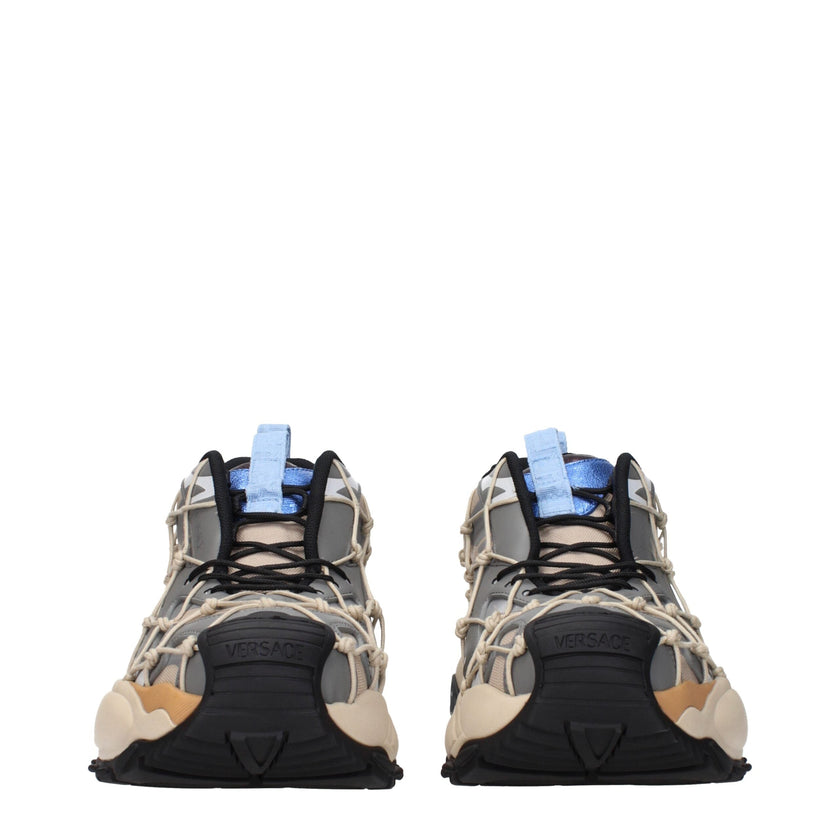 Versace Beige Fabric Sneakers Versace