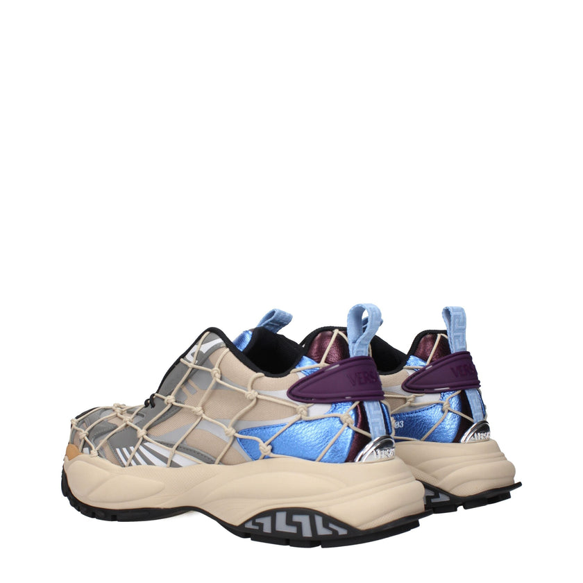 Versace Beige Fabric Sneakers Versace