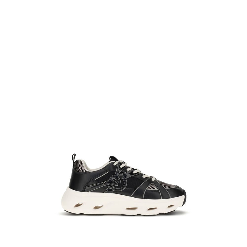 PINKO Black Calf Leather Bos Taurus Chunky Sneakers PINKO