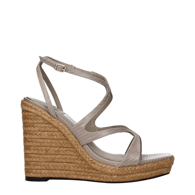 Jimmy Choo Gray Leather Wedges Sandals Jimmy Choo