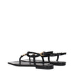 Versace Black Leather Flip-Flop Sandals Versace