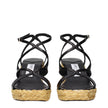 Jimmy Choo Black Leather Wedges Sandals Jimmy Choo
