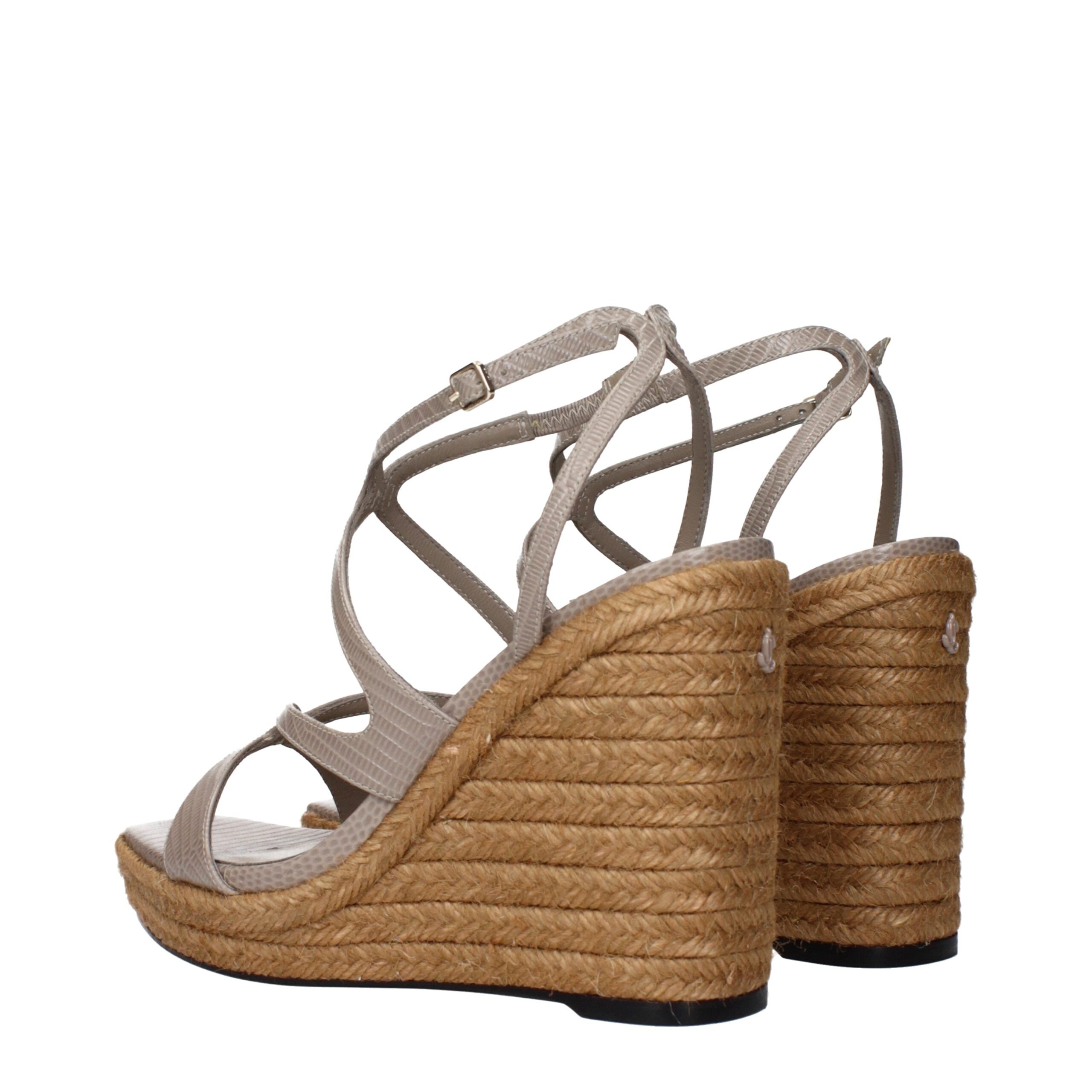 Jimmy Choo Gray Leather Wedges Sandals Jimmy Choo