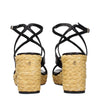 Jimmy Choo Black Leather Wedges Sandals Jimmy Choo