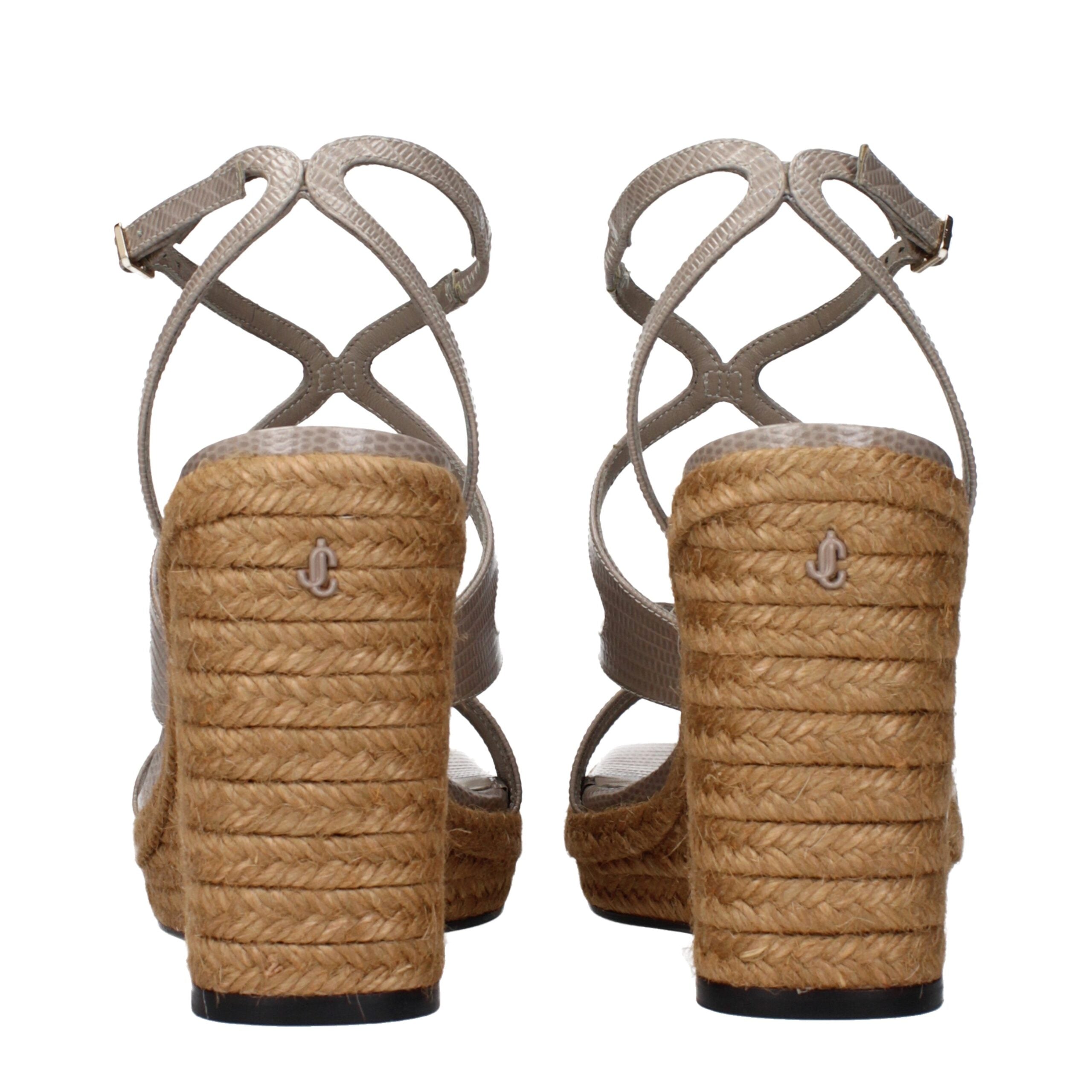 Jimmy Choo Gray Leather Wedges Sandals Jimmy Choo