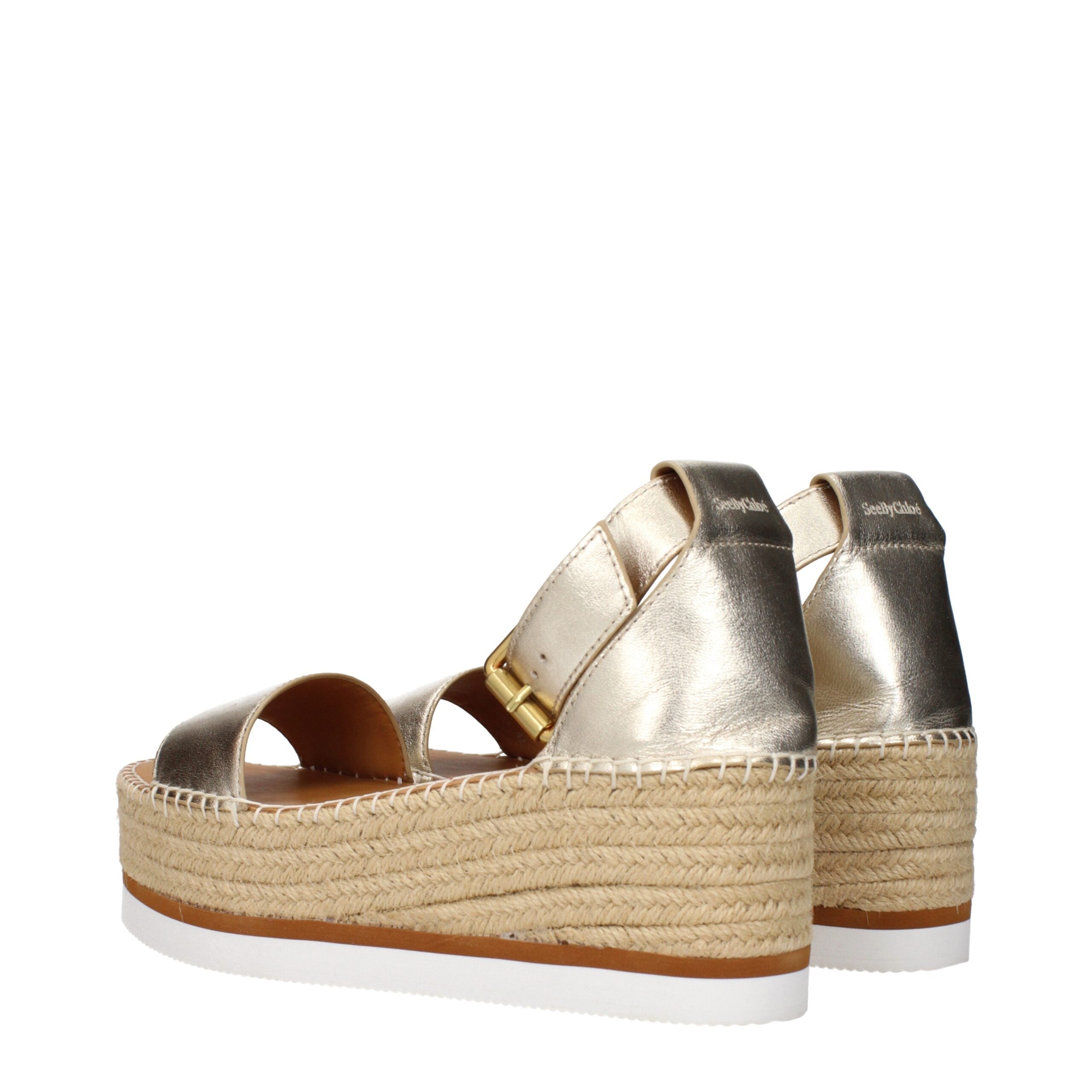 See By Chloé Gold Leather Wedges Sandals See By Chloé