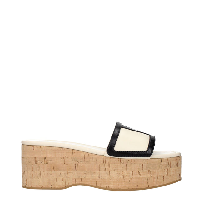 Valentino Garavani Beige Leather Wedges Sandals Valentino Garavani