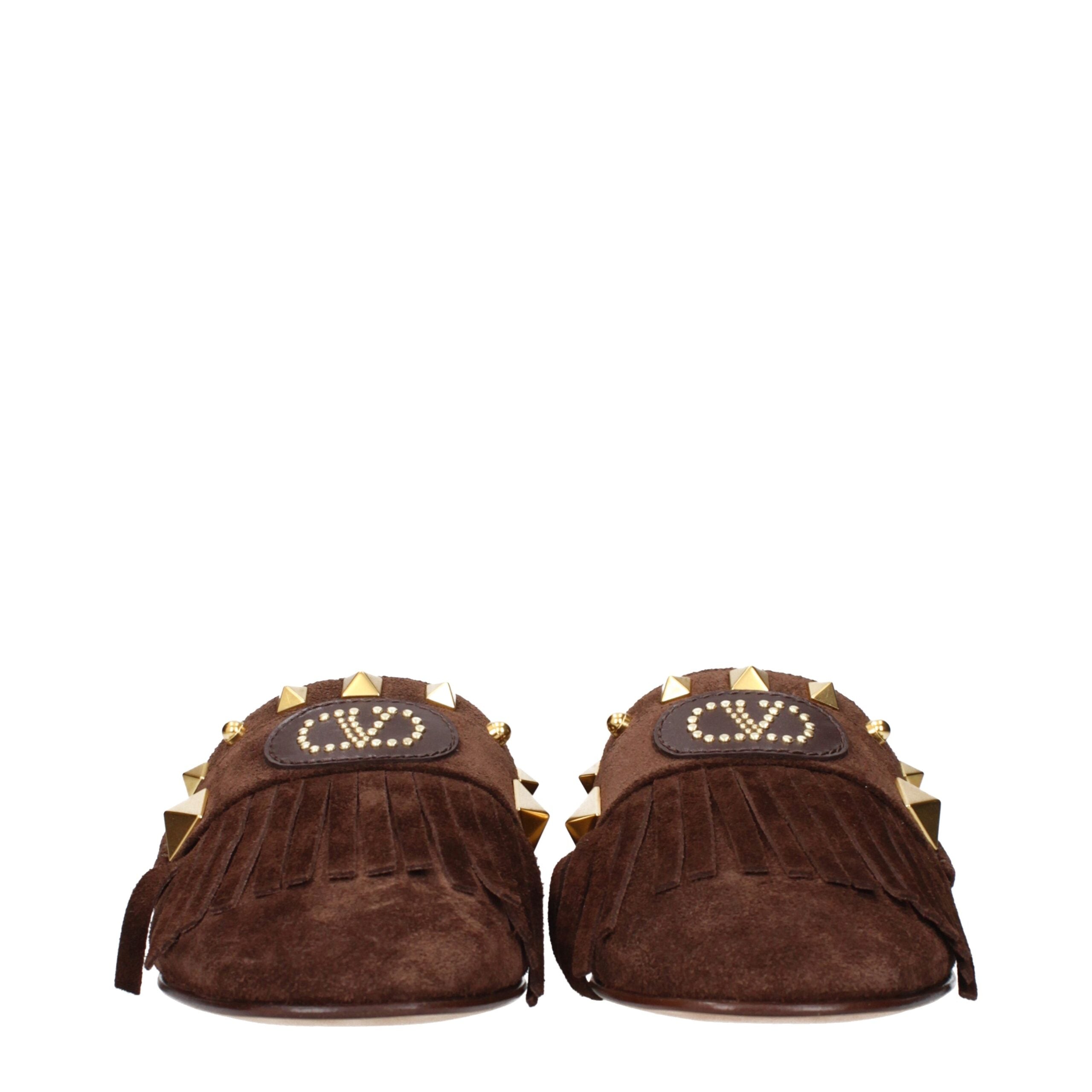 Valentino Garavani Brown Leather Slippers Sandals Valentino Garavani
