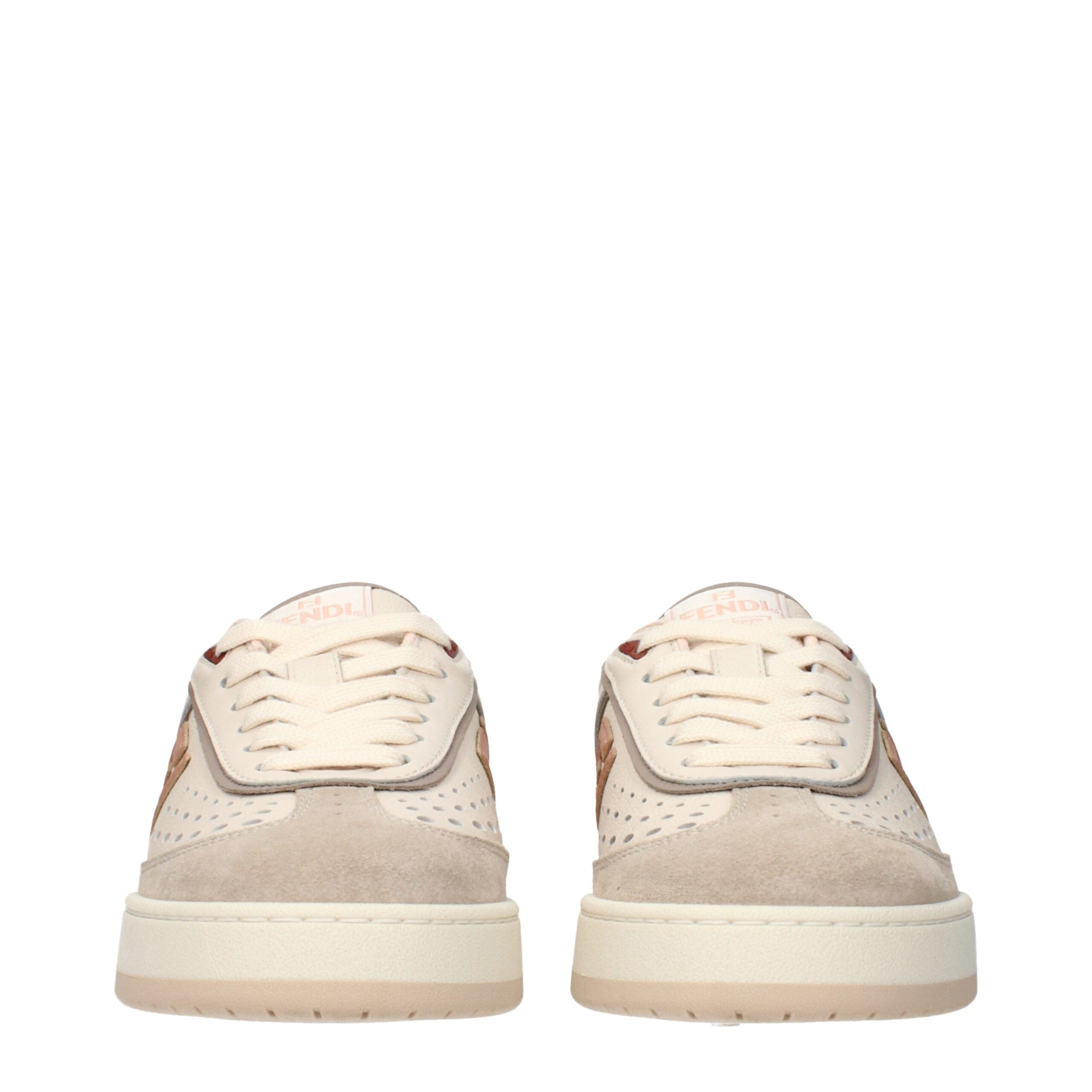 Fendi Beige Leather Low Tops Fendi