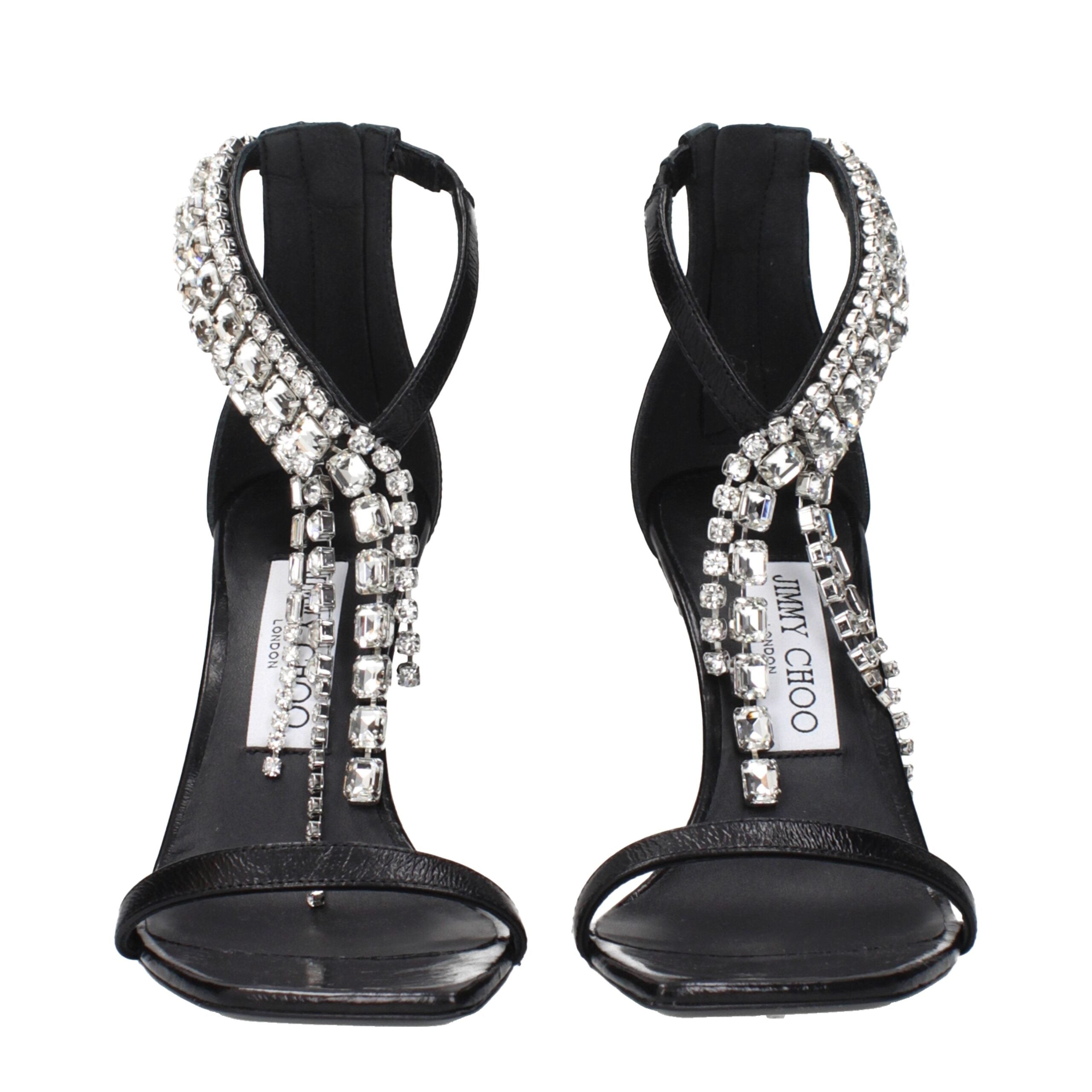 Jimmy Choo Black Leather Stiletto Heels Sandals Jimmy Choo