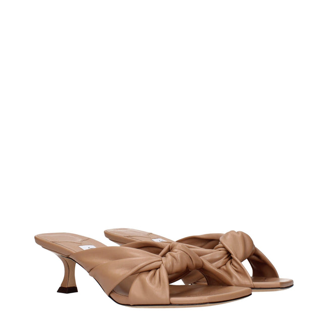 Jimmy Choo Beige Leather Flat Sandals Jimmy Choo