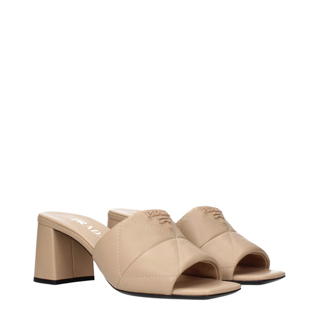 Prada Beige Leather Slippers Sandals Prada