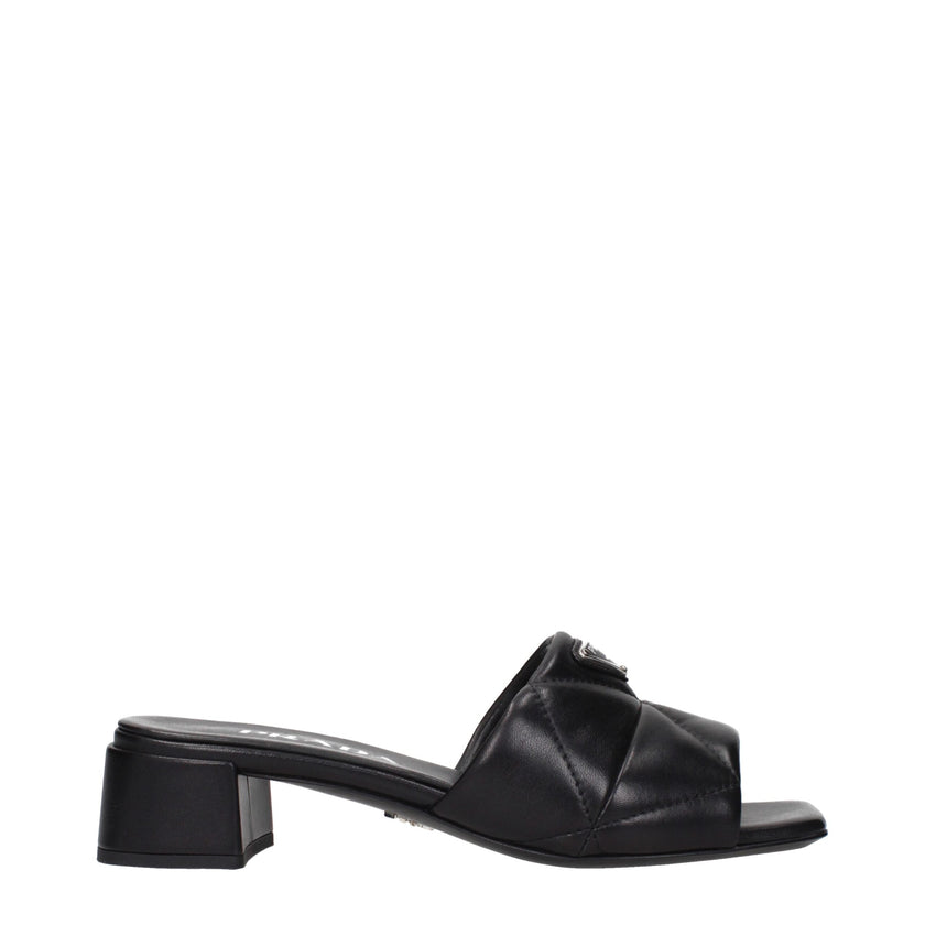 Prada Black Leather Flat Sandals