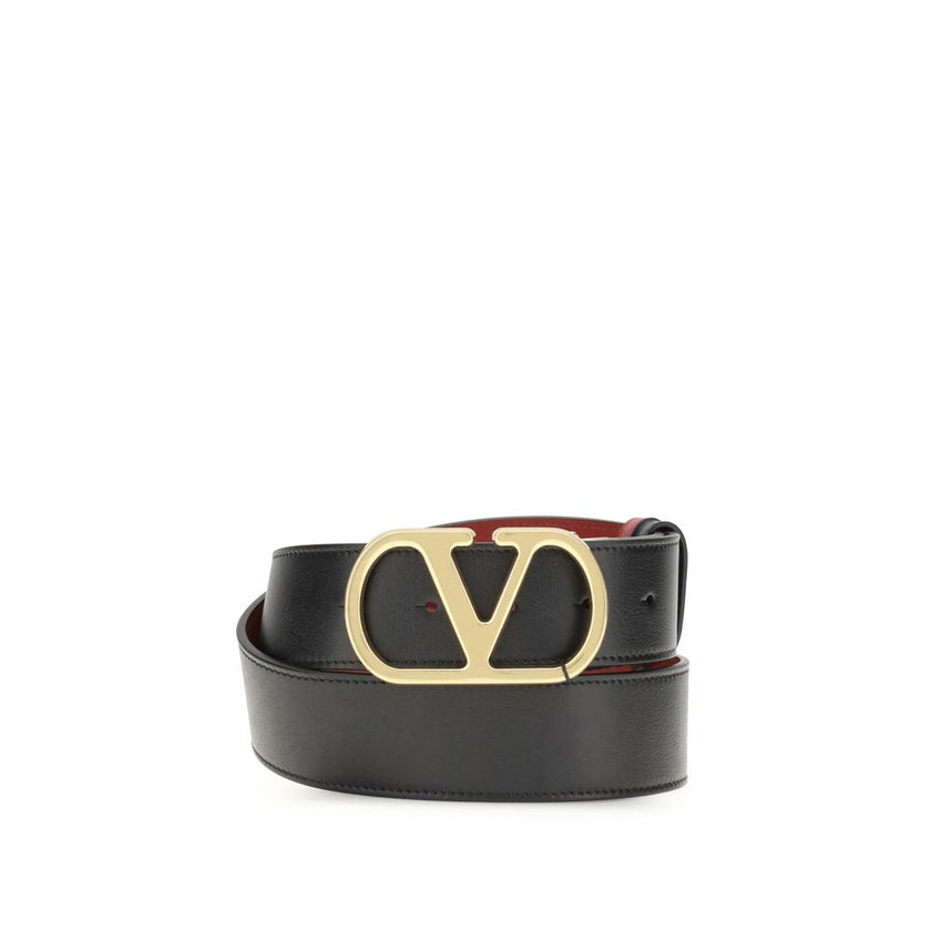 Valentino Garavani Black Calf Leather Bos Taurus Regular Belt Valentino Garavani