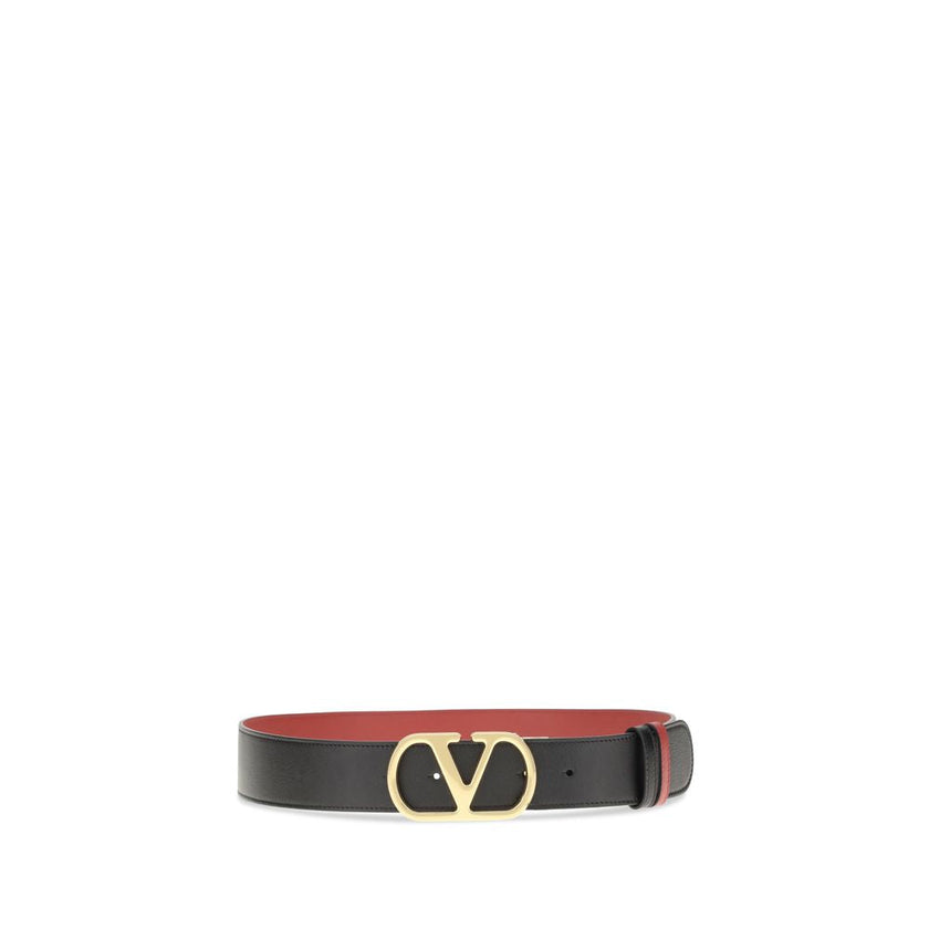 Valentino Garavani Black Calf Leather Bos Taurus Regular Belt Valentino Garavani