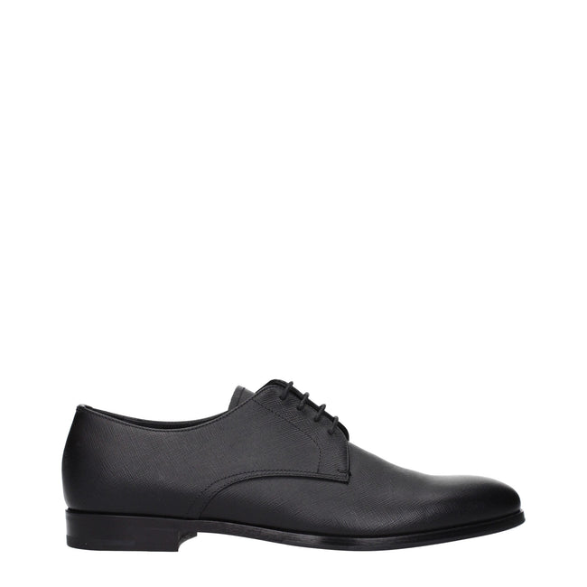 Prada Black Leather Oxfords And Derbies Prada