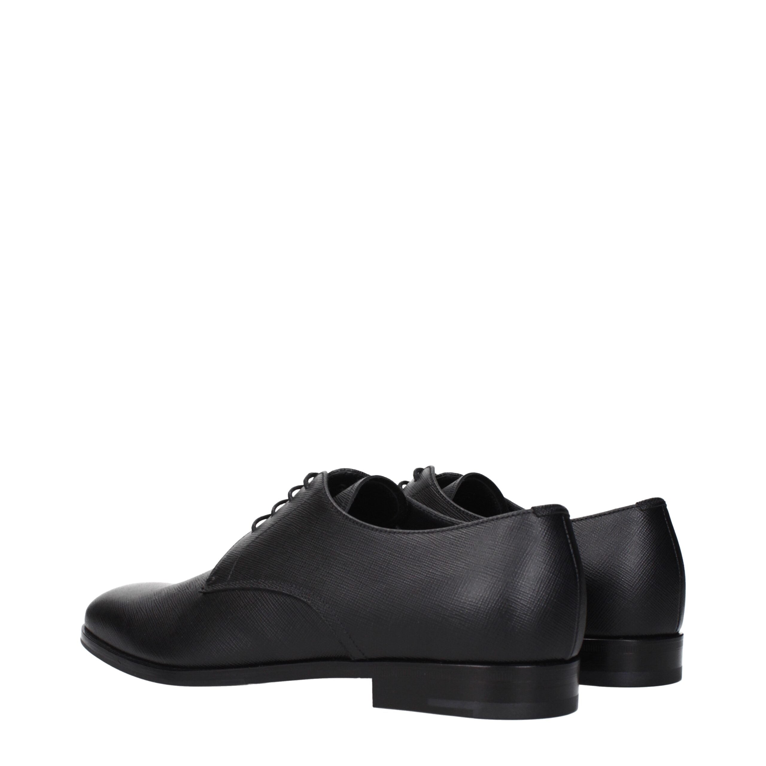 Prada Black Leather Oxfords And Derbies Prada