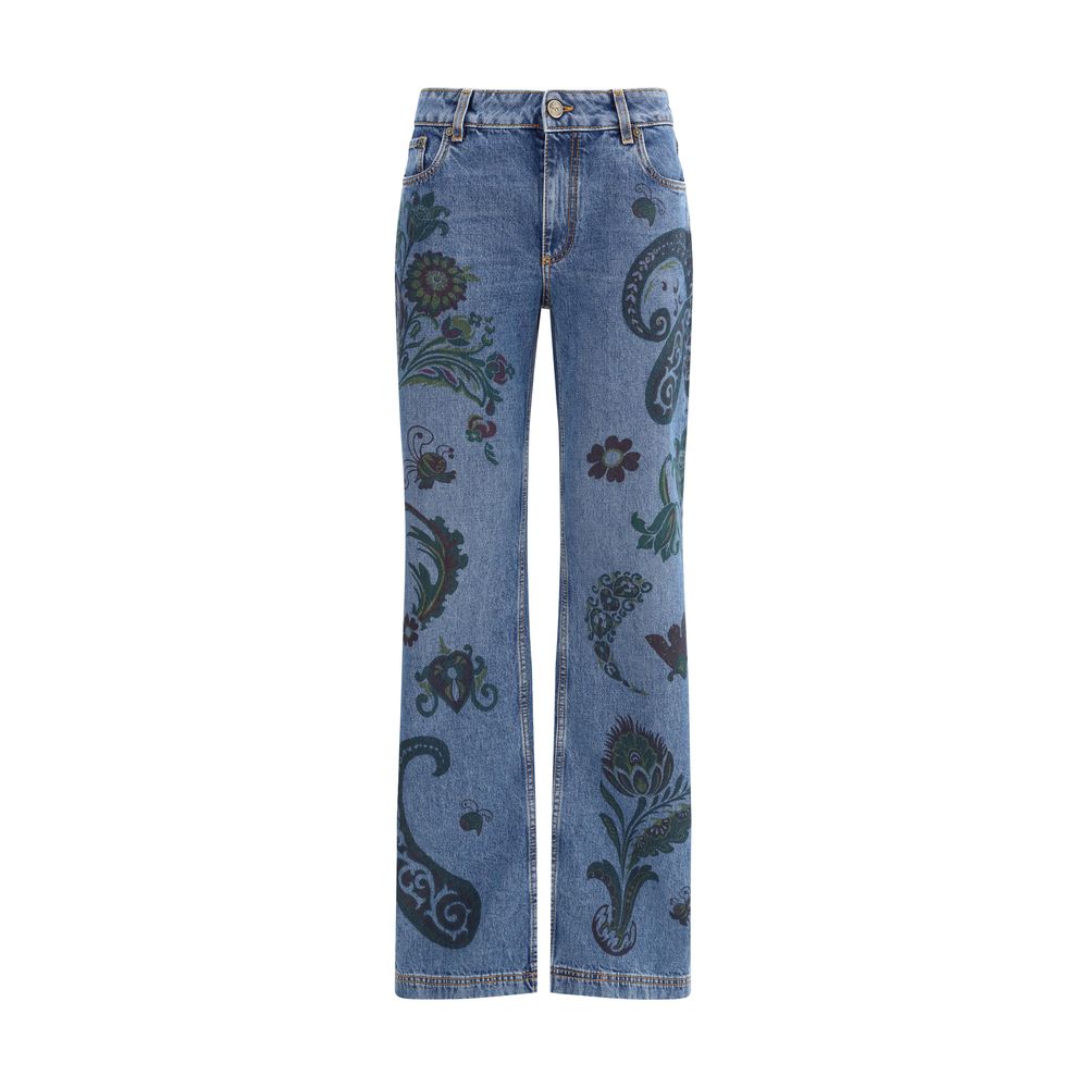 Etro Flower and bee print flare Jeans Etro