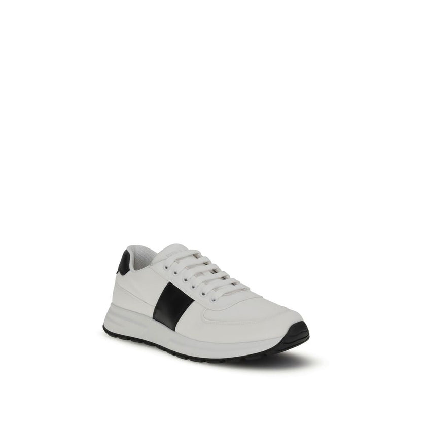 Prada White Calf Leather Bos Taurus Low Top Sneakers Prada