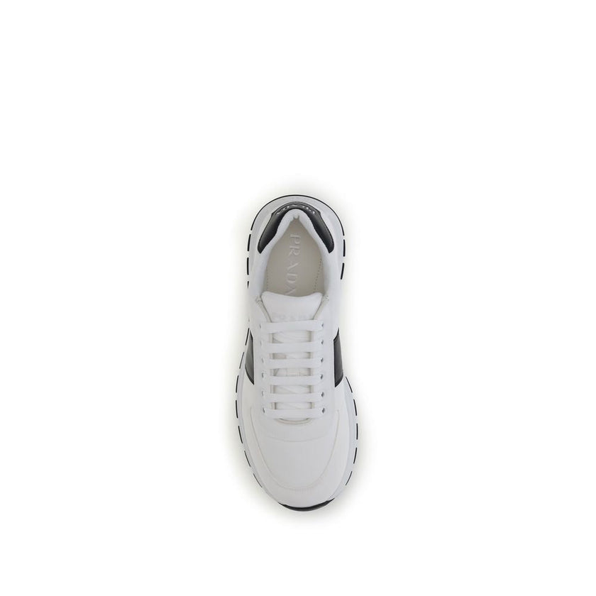 Prada White Calf Leather Bos Taurus Low Top Sneakers Prada