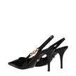 Versace Black Leather High Heel Pumps Versace