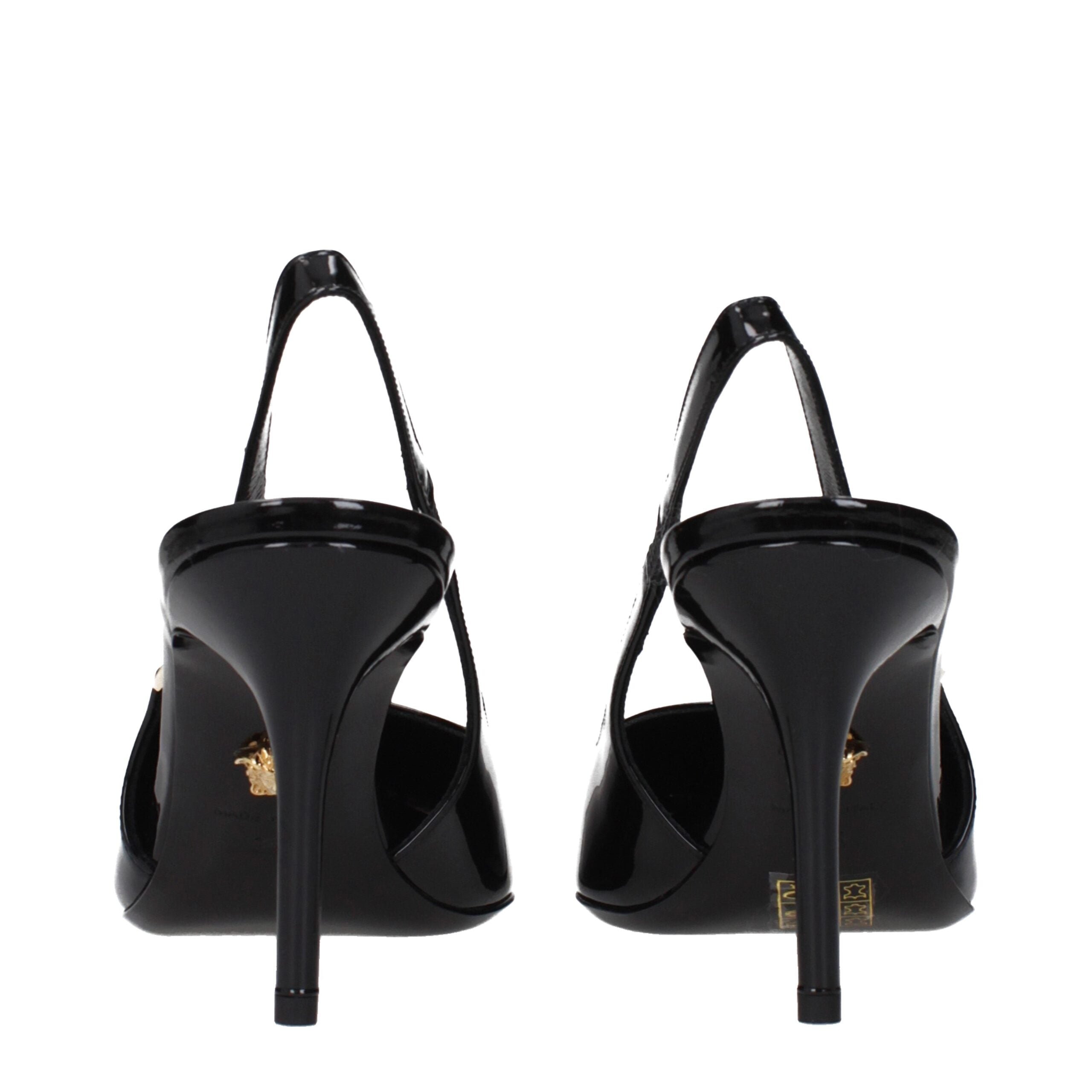 Versace Black Leather High Heel Pumps Versace