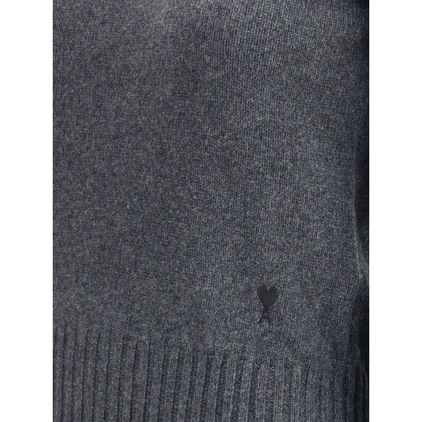 Ami Paris Gray Cashmere Cashmere Sweater Ami Paris