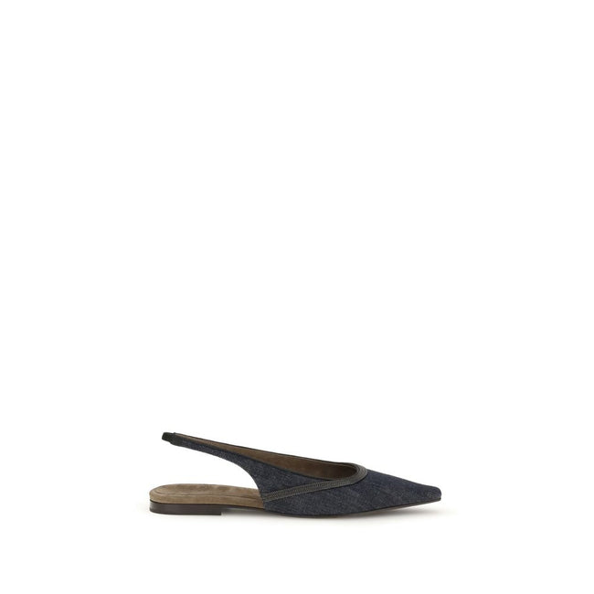 Brunello Cucinelli Denim slingback Ballerinas Brunello Cucinelli