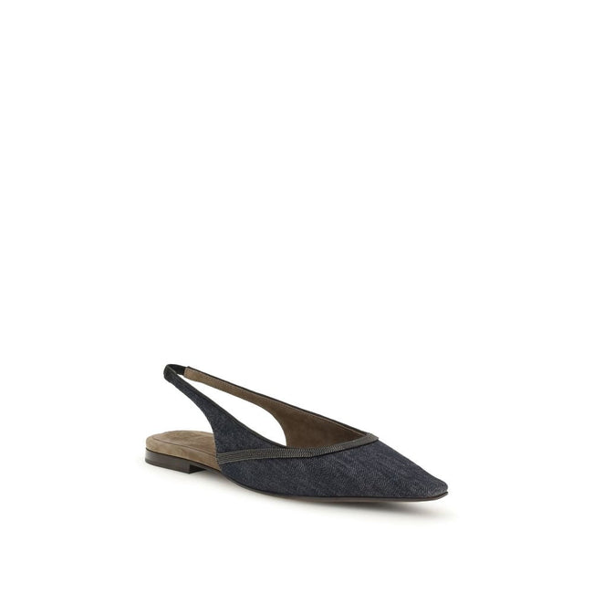Brunello Cucinelli Denim slingback Ballerinas Brunello Cucinelli