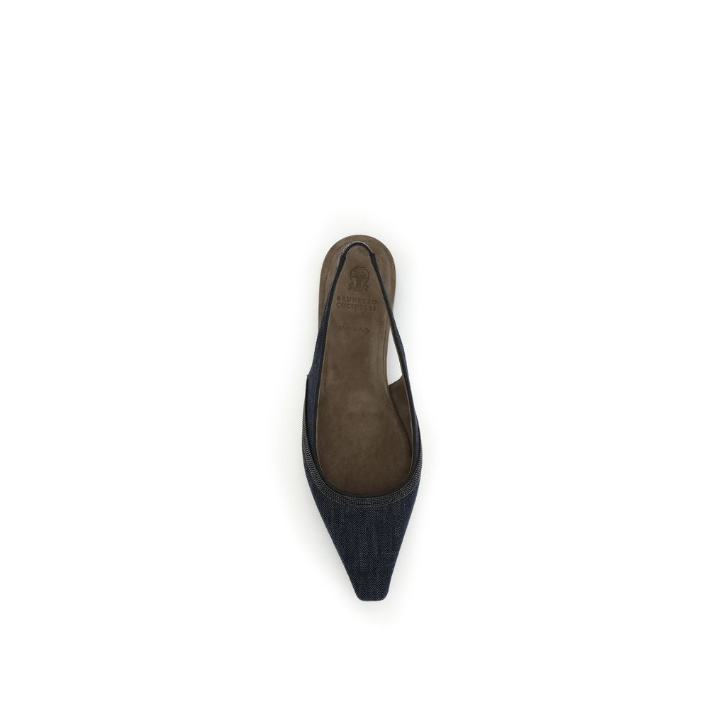 Brunello Cucinelli Denim slingback Ballerinas Brunello Cucinelli