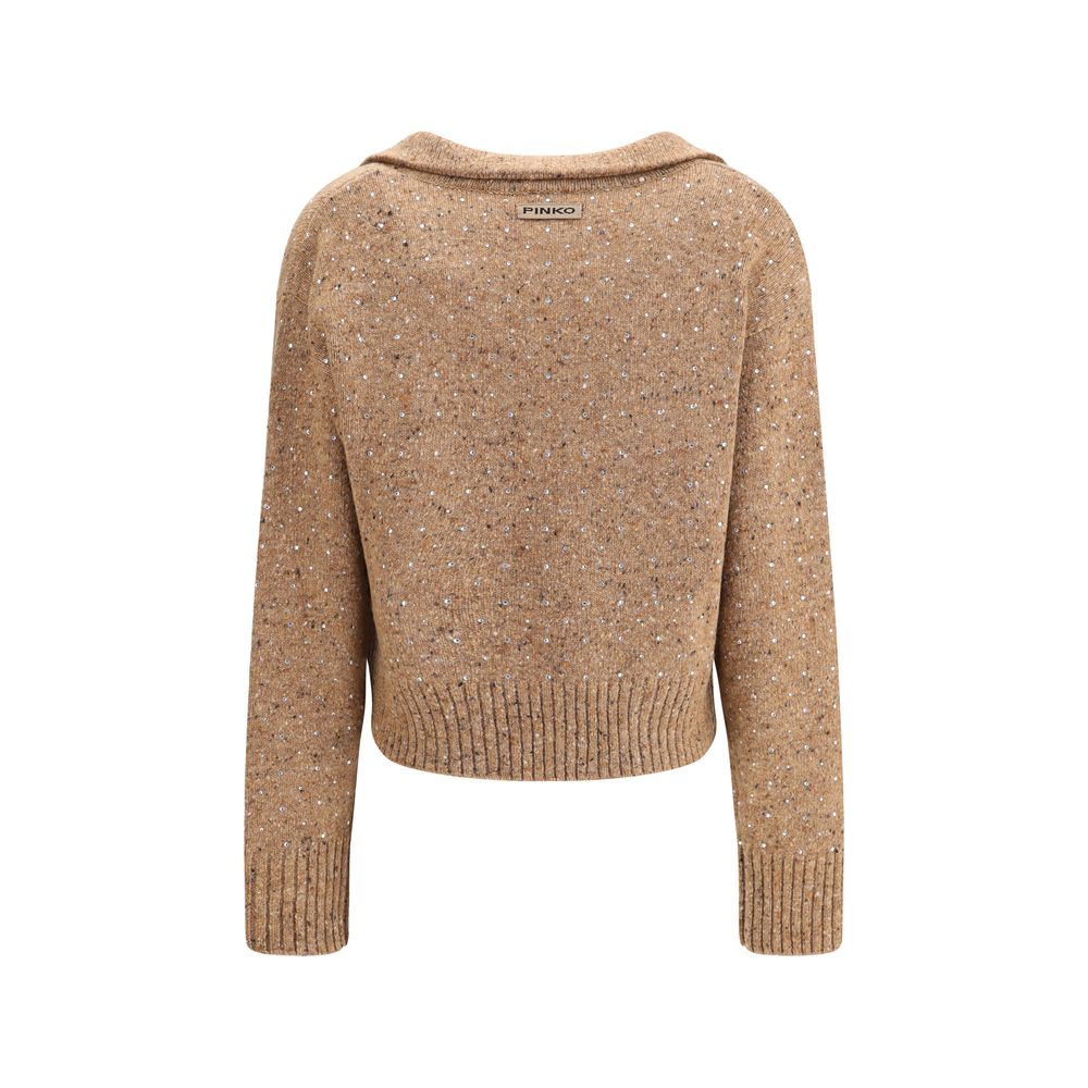 PINKO V-neck Sweater with rhinestones PINKO