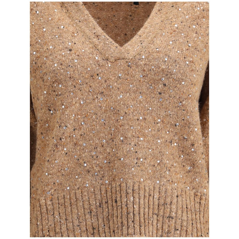 PINKO V-neck Sweater with rhinestones PINKO