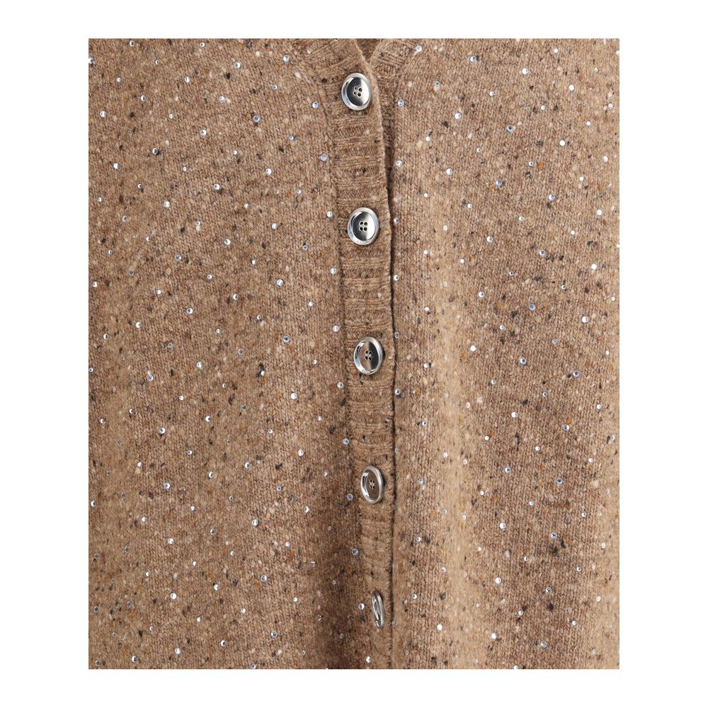 PINKO Bouclé fabric Cardigan with rhinestones PINKO