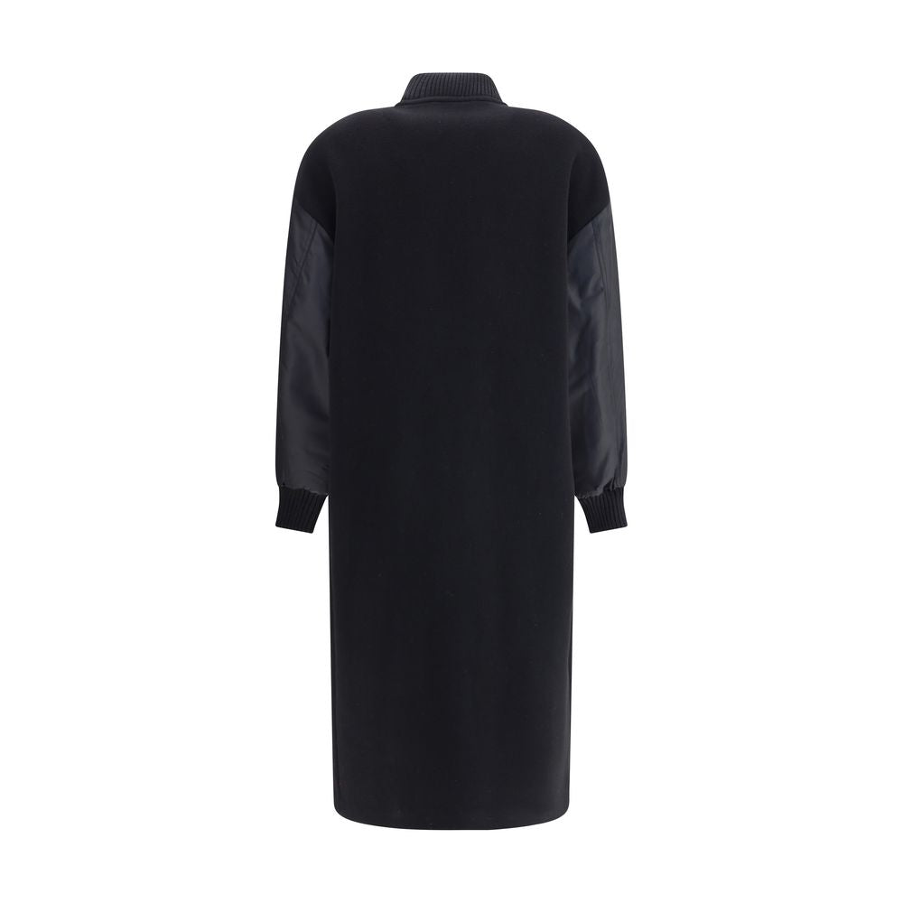 PINKO Long Coat in wool-blend cloth and technical satin PINKO