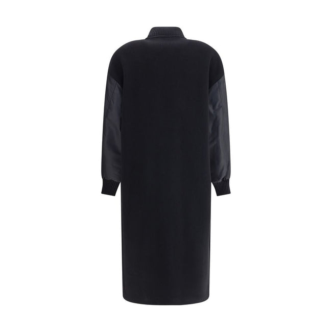 PINKO Long Coat in wool-blend cloth and technical satin PINKO