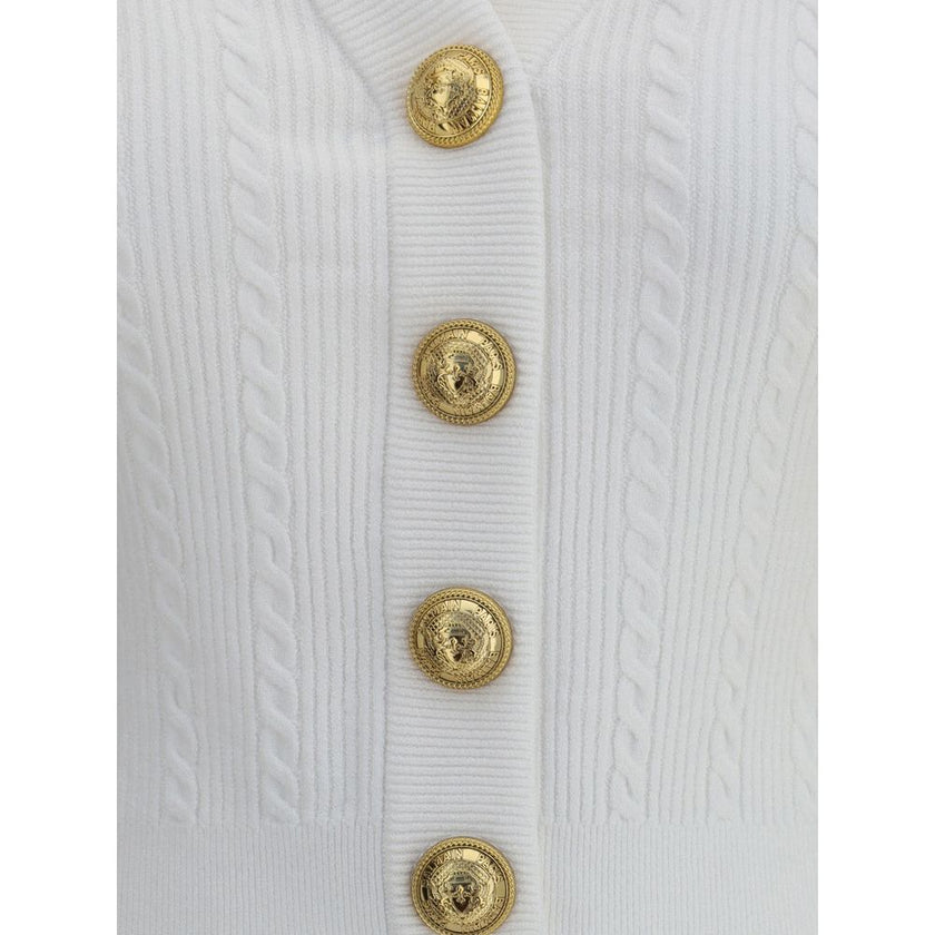 Balmain White Viscose Cardigan Balmain