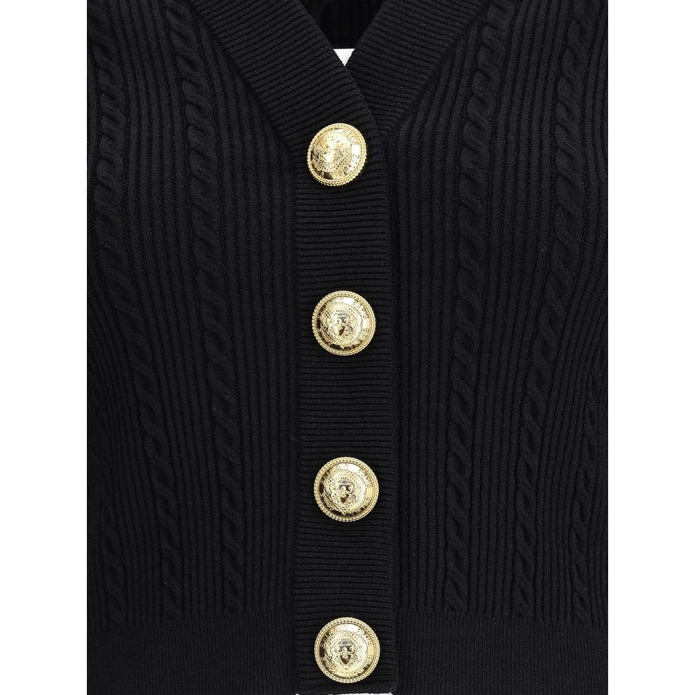 Balmain Ribbed and braided Cardigan Balmain