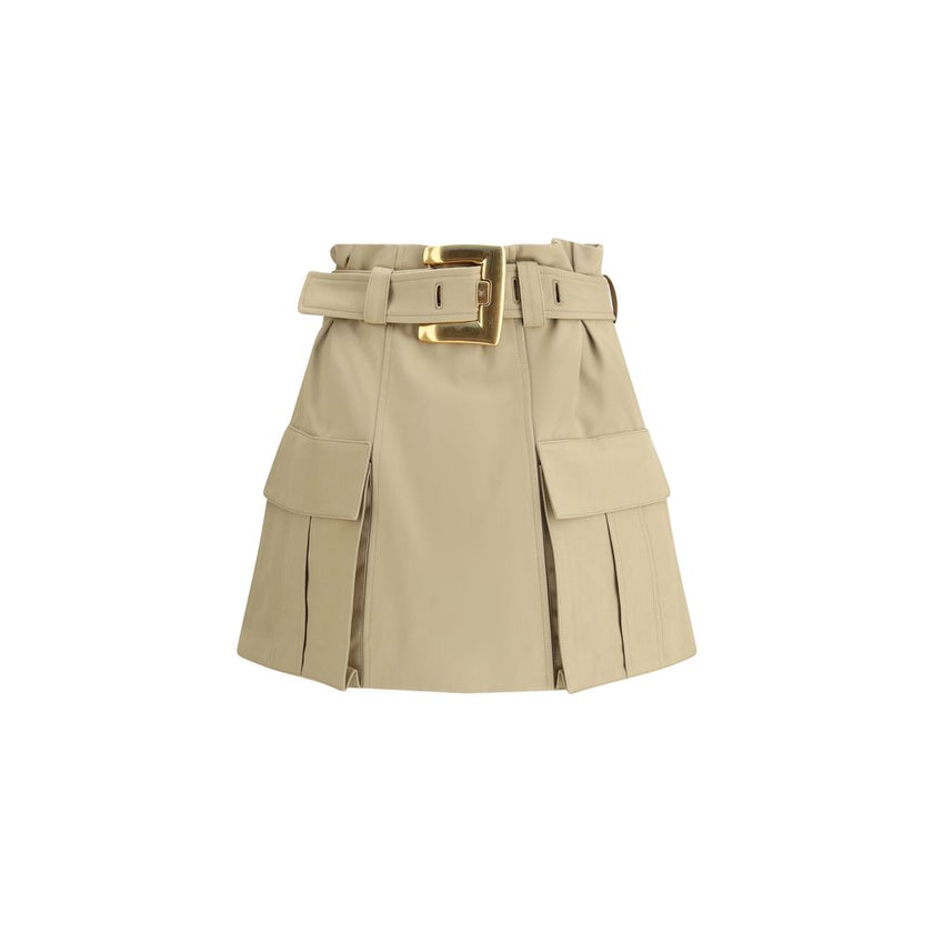 Balmain Beige Cotton Mini Skirt Balmain