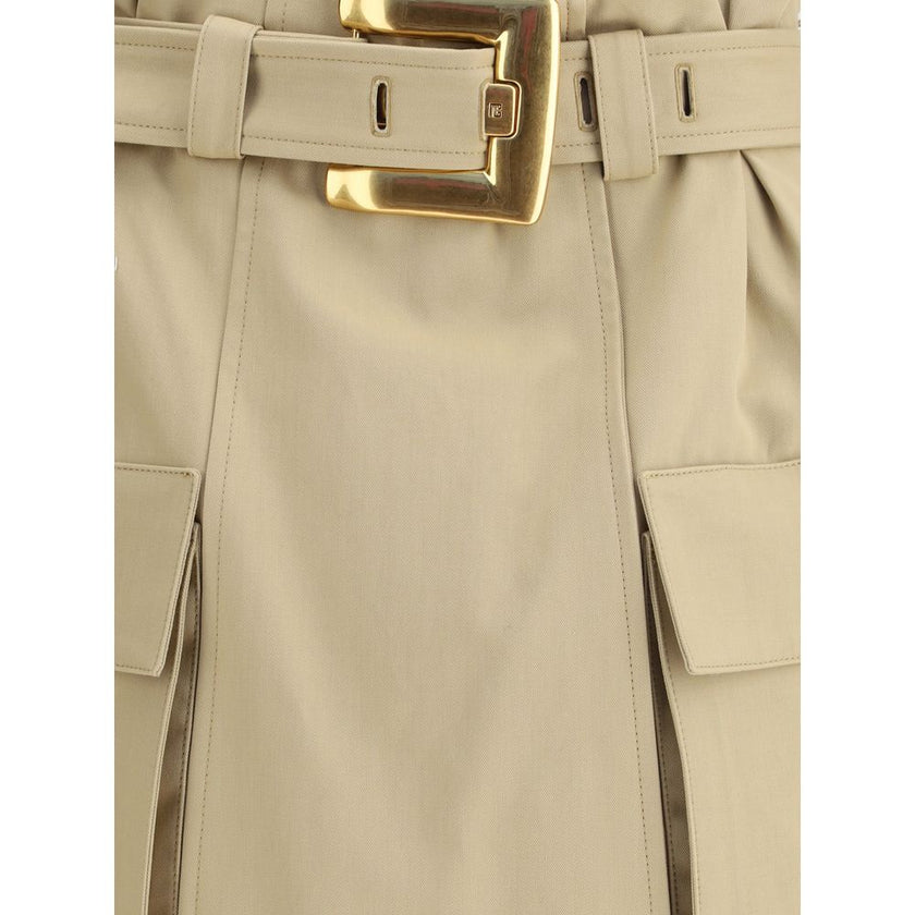 Balmain Beige Cotton Mini Skirt Balmain