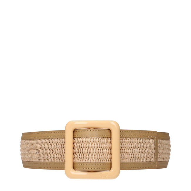 Max Mara Beige Raffia Belts Max Mara