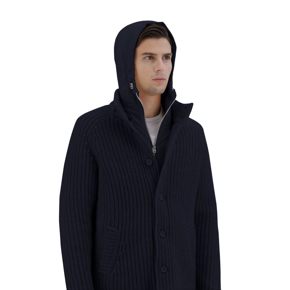 Herno Blue Wool Men Bomber Jacket Herno