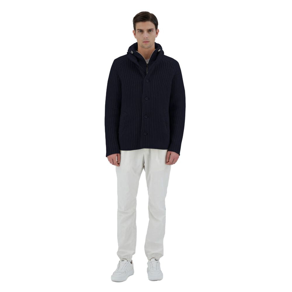 Herno Blue Wool Men Bomber Jacket Herno