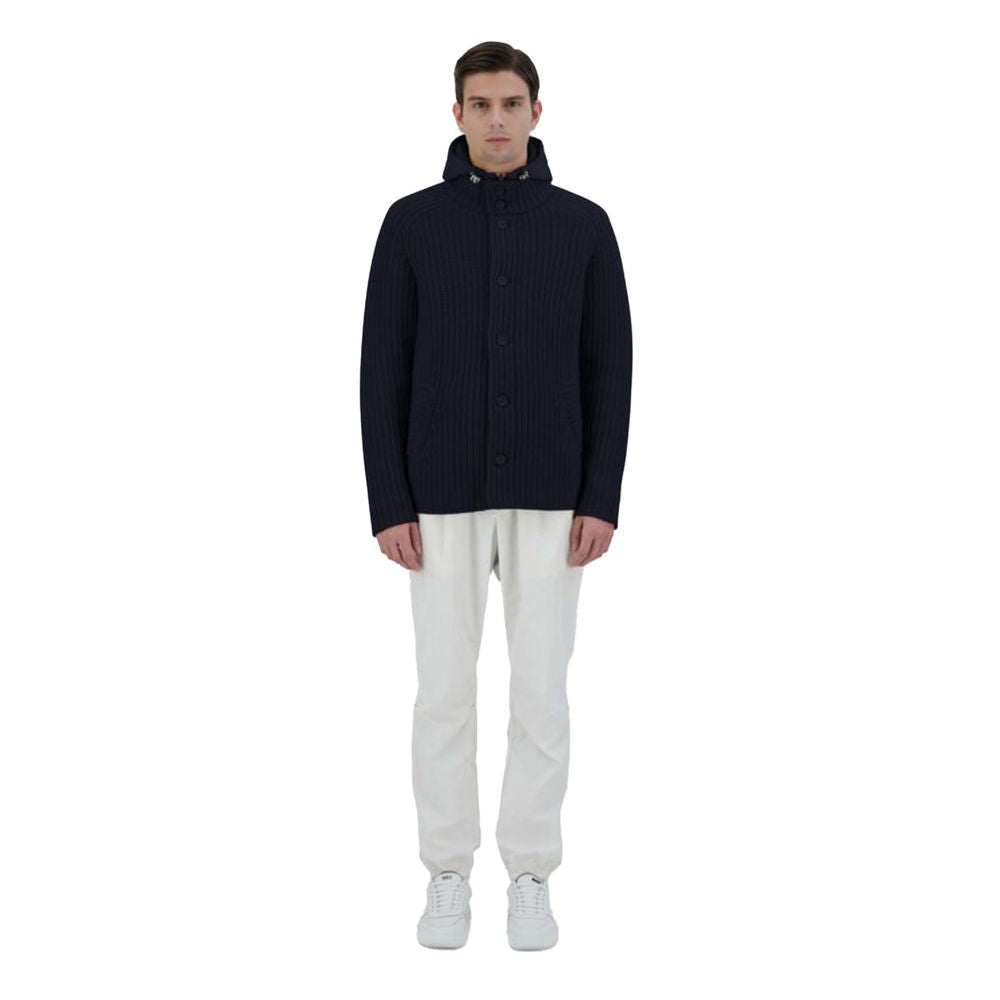 Herno Blue Wool Men Bomber Jacket Herno