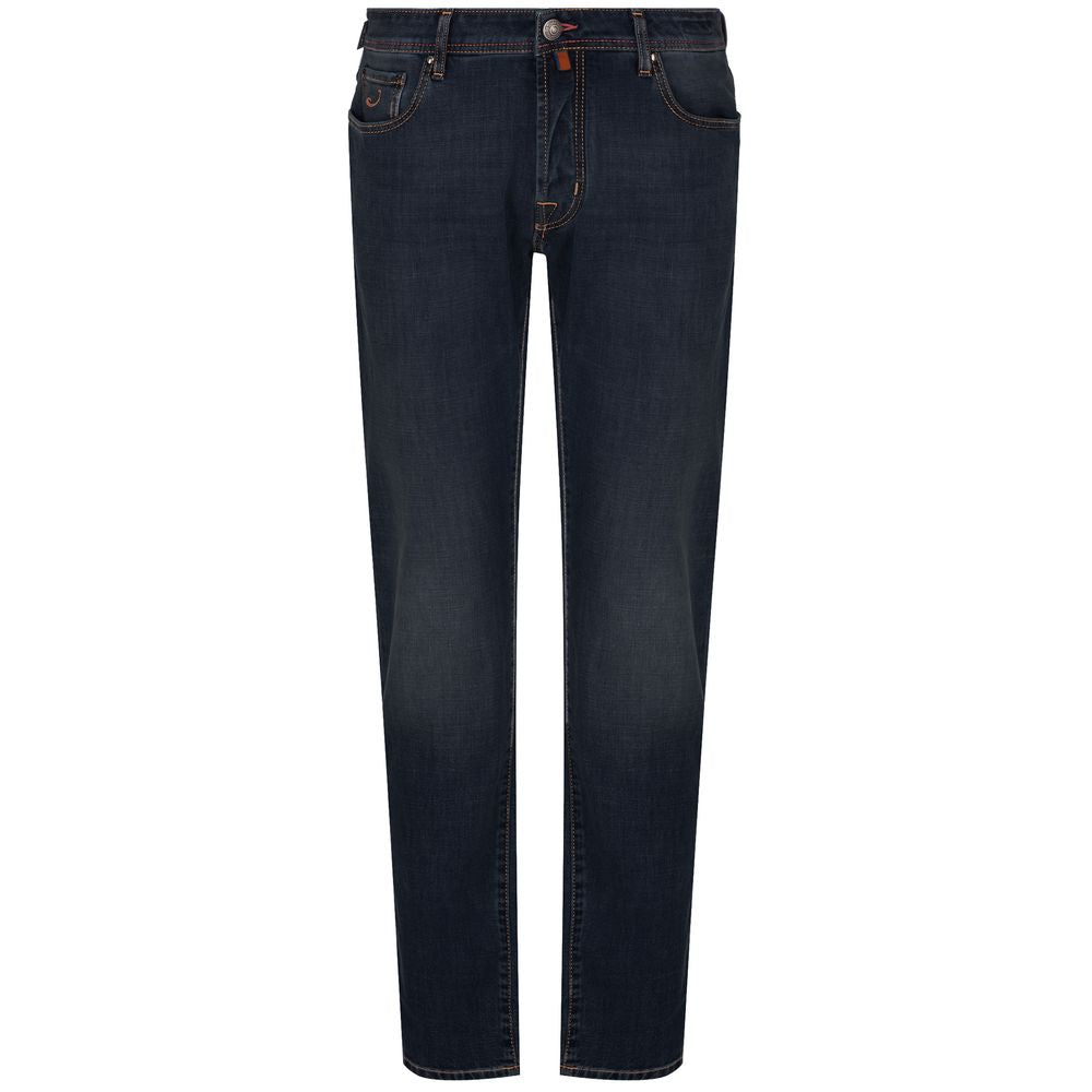 Jacob Cohen Blue Cotton Men Jeans with Orange Stitching Jacob Cohen