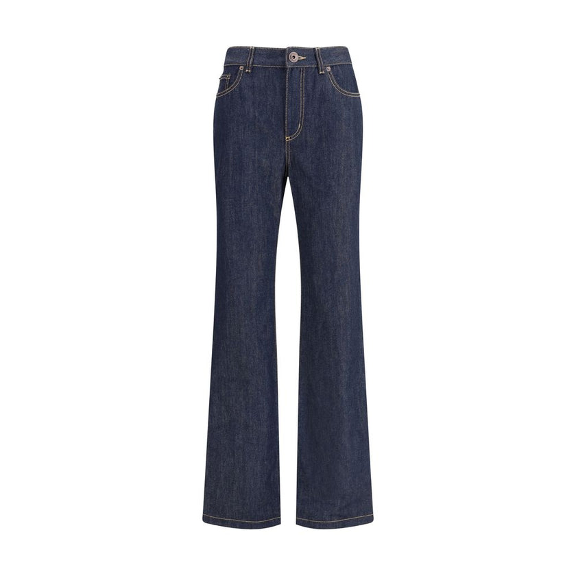 Alexander McQueen Blue Cotton Straight-Leg Jeans Alexander McQueen