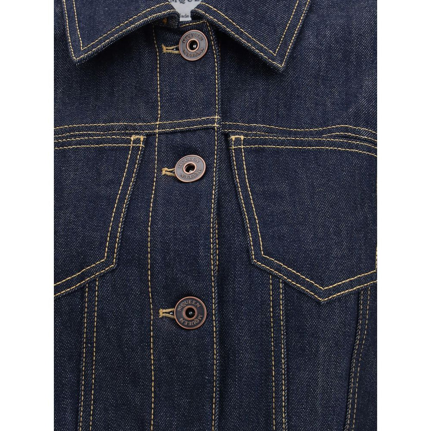 Alexander McQueen Blue Cotton Denim Jacket Alexander McQueen